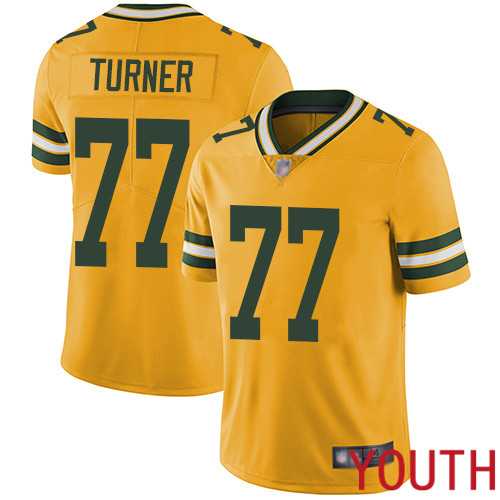 Green Bay Packers Limited Gold Youth #77 Turner Billy Jersey Nike NFL Rush Vapor Untouchable->youth nfl jersey->Youth Jersey